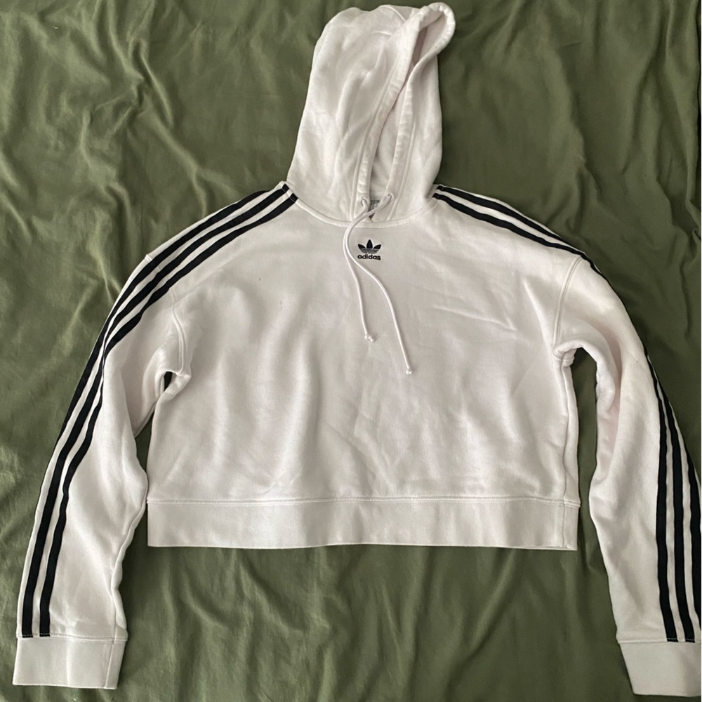 Adidas Men's White Sweater with Black Accents